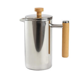 FRENCH PRESS WOOD 700 ML ZE STALI NIERDZEWNEJ – ZAPARZACZ TŁOKOWY DO KAWY